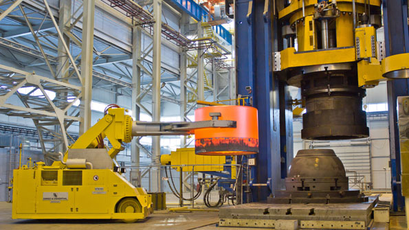 Schuler AGrsquos largestever hydraulic forging machine is the center of a new production line for Sukhodol Press Forging LLC