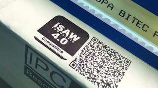 Using a mobile device and scanning a QR code on the saw blade or blade box, saw operators can point the scan to the machine to transfer a complete, individual data-set, so the machine can begin cutting.