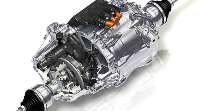 The GKN Driveline division specializes in developing and manufacturing CV joint systems, all-wheel drive systems, and electric vehicle drive technologies, for two-wheel drive, all-wheel drive, hybrid, and electric vehicle architectures. Shown is the e-axle for Volvo XC90.