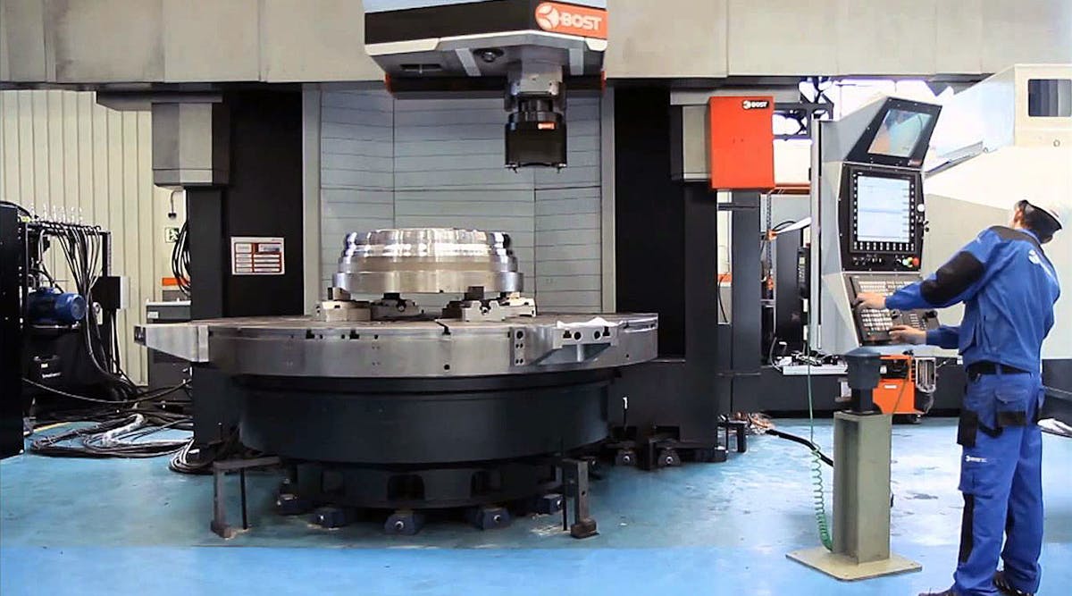 The vertical turning lathe was designed and built by BOST Machine Tools Co., a Spanish supplier, that specializes in machine tools for large-scale products, including vertical and horizontal turning and milling lathes, gantry mills, and boring mills.