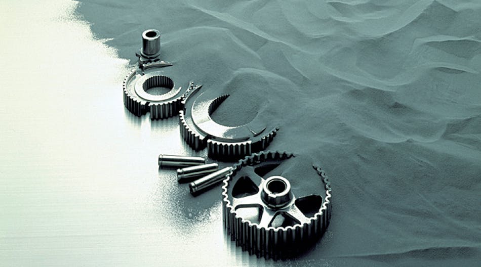 Examples of auto parts produced by sintering powder steel.