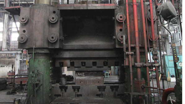 Siempelkamp is updating the waterhydraulics for this 100MN press at Stupino Metallurgical Co part of a broader project involving new electric controls and die heating technology and a second hydraulics package for a closeddie press conversion