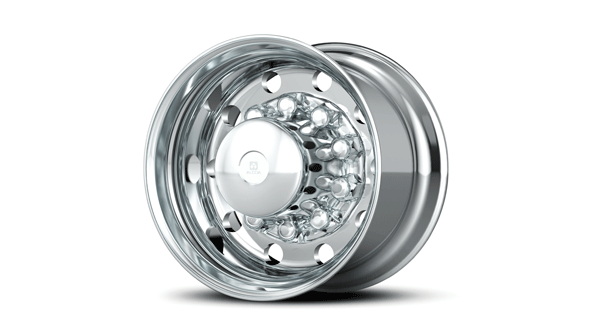 Alcoa introduced this 14in widebase aluminum wheel earlier this year producing it with a proprietary light weighting process It weighs 58 lb and is meant to replace dual wheels and reduce overall vehicle weights