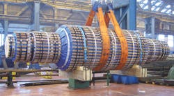 One of two mill rolls weighing ore than 100 tons total prepared for shipment to Alro SA a Romanian aluminum producer One of two mill rolls weighing ore than 100 tons total prepared for shipment to Alro SA a Romanian aluminum producer