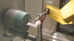 Guysons new RB600 robotic rotary blast system is a 7axis robotic blasting machine with a flipdown door to simplify loading a rotary spindle supplied with purge air to keep shot or grit out of cooling vents and universal fixturing that enables processing of a variety of similar turbine buckets or blades Guysons new RB600 robotic rotary blast system is a 7axis robotic blasting machine with a flipdown door to simplify loading a rotary spindle supplied with purge air to keep shot or grit out of cooling vents and universal fixturing that enables processing of a variety of similar turbine buckets or blades