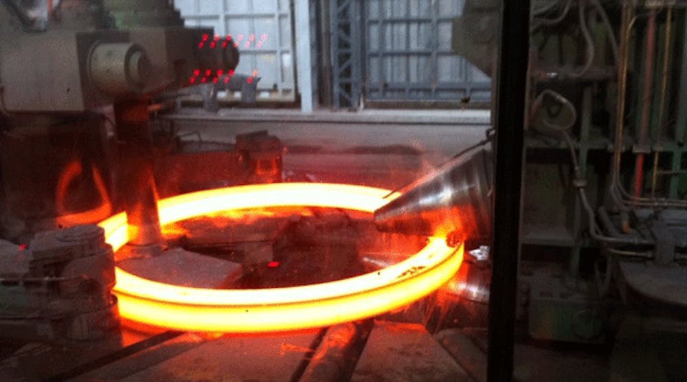 Gulfco rolls rings up to 132 in. OD, in lengths up to 48 in. Saddle rings are available up to 80 in. OD and 58 in. long, weighing up to 36,000 lb. The Texas operation also produces open-die forgings, and has heat-treating and machining capabilities.