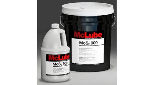McLube MoS2-900 is available in one and five-gallon containers. The developer describes it as durable, and effective over a wide temperature range. It is said to be easy to apply, to provide &ldquo;excellent adhesion to substrates&rdquo; and high lubricity, and to protect against wear, seizures, scoring, galling, and corrosion from moisture.