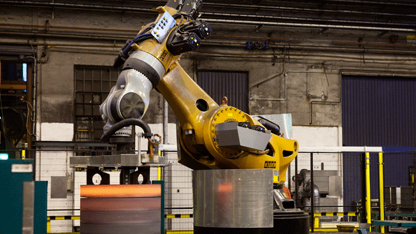 At Ovako Tube and Ring AB in Hofors Sweden a ring mill produces 45000 mtpy of rolled products SMS Elotherm is supplying an induction heating system for the ring rolling line including a barhandling system for the heating process the induction heater with a hot shear and a robot to transfer heated bars between the hot shear and ring press