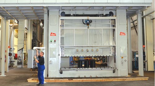 The servo-electric pump control for presses, developed by Lasco Umformtechnik GmbH in Coburg, uses far less energy than conventional valve control systems, often well into the double-digit range, according to this press builder.