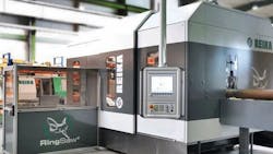 Cutting teeth are mounted with machined seats and screws rather than soldered to the blade When an edge becomes dull an operator rotates the insert to one of four fresh edges and the insert is replaced after all four edges have been used Cutting teeth are mounted with machined seats and screws rather than soldered to the blade When an edge becomes dull an operator rotates the insert to one of four fresh edges and the insert is replaced after all four edges have been used