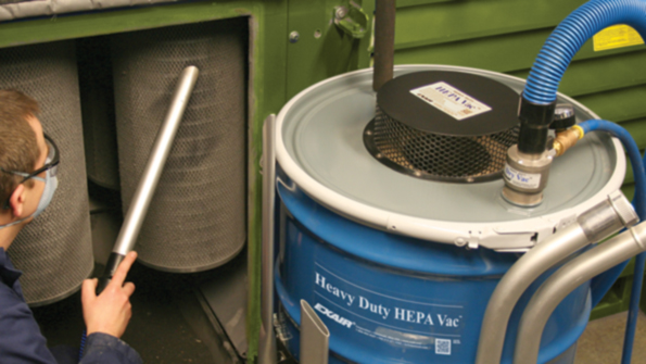 Exairs Heavy Duty HEPA Vac converts an ordinary drum into an industrial vacuum cleaner Complete systems including drum and dolly are available too