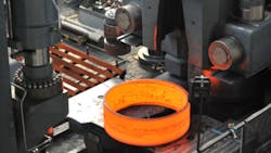 Siempelkamps initial ringrolling mill achieves maximum pressing forces up to 6300 kN in both axial and radial dimensions Finished products will have external diameters up to 2500 mm Siempelkamps initial ringrolling mill achieves maximum pressing forces up to 6300 kN in both axial and radial dimensions Finished products will have external diameters up to 2500 mm