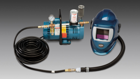 The Deluxe Supplied Air Shield and Welding Helmet Blue system is a NIOSHapproved and ANSIcertified package for one or two workers including shieldswelding helmets an ambientair pump and 50 feet of breathing hose