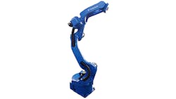 The MH12 sixaxis robot has a new curved upper arm that enhances its reach The MH12 sixaxis robot has a new curved upper arm that enhances its reach