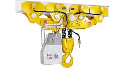 The 100metric ton fourtrolley EH Series hoist offers up to 50 more speed with 50 less energy usage and weighs up to 10 less The 100metric ton fourtrolley EH Series hoist offers up to 50 more speed with 50 less energy usage and weighs up to 10 less