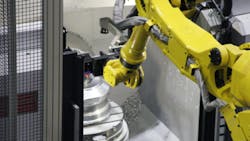 Accuridersquos Erie PA plant is the site of a fully automated finishing sequence for forged aluminum wheels including eight robots processing parts through turning prestressing milling coining and surface finishing Accuridersquos Erie PA plant is the site of a fully automated finishing sequence for forged aluminum wheels including eight robots processing parts through turning prestressing milling coining and surface finishing