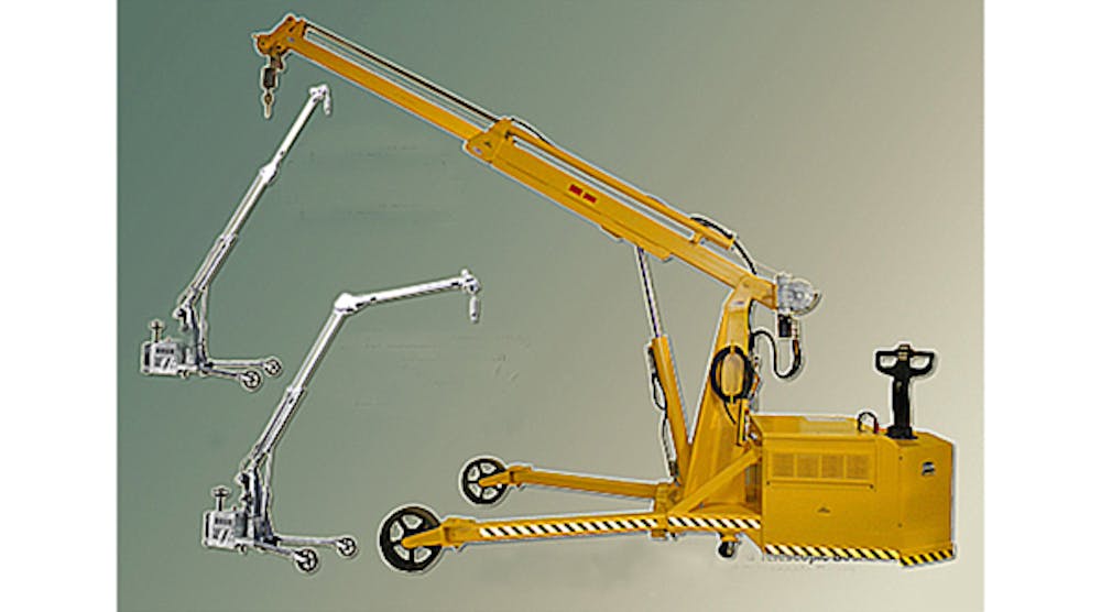 The crane may be equipped with a powered telescopic boom, hydraulic winch cable lift, and powered mast rotation. All functions are hydraulically operated.