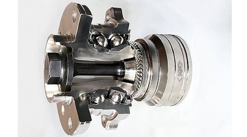 A GKN face spline connection for an automotive sideshaft. Each sideshaft consists of two constant velocity joints &mdash; a fixed joint at the wheel end and a plunging joint at the gearbox end &mdash; connected by an interconnecting shaft.