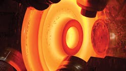 The recently commissioned wheel rolling line at Taiyuan Heavy Industry Railway Transit Equipment forges steel railway wheels in high volumes for Chinarsquos domestic demand The recently commissioned wheel rolling line at Taiyuan Heavy Industry Railway Transit Equipment forges steel railway wheels in high volumes for Chinarsquos domestic demand