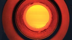 A view inside a seventube test fixture while testing seals for pressurized tubes The tubes can be seen glowing a 1800degF A view inside a seventube test fixture while testing seals for pressurized tubes The tubes can be seen glowing a 1800degF