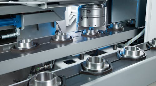 High-volume, high-complexity finishing is supported by integrated automation systems, as shown on this EMAG vertical turning system.