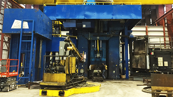 A new production line at Ellwood Texas Forge Navasota is comprised of a new screw press trim press and rotary forge plus handling and other her auxiliary equipment