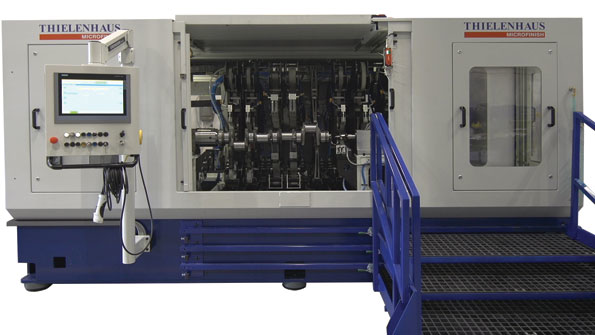 The horizontal version of Thielenhaus Technologiesrsquo CrankStar belt finishing machine developed for finishing large crankshafts