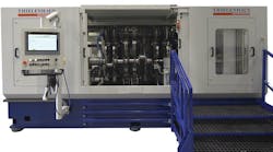The horizontal version of Thielenhaus Technologiesrsquo CrankStar belt finishing machine developed for finishing large crankshafts The horizontal version of Thielenhaus Technologiesrsquo CrankStar belt finishing machine developed for finishing large crankshafts