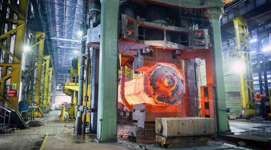 Open-die forging describes operations in which contact surfaces do now enclose a workpiece, so that the material flows where there is no contact. Open-die forgings may be shaped as shafts, blocks, discs, hubs, and many other forms.