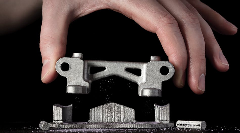 Desktop Metal calls its additive manufacturing technology &apos;microwave enhanced sintering.&apos; Metal and ceramic powders are mixed into a polymer, that is the medium for forming parts. Once a mixed-media item is printed, the parts are heat-treated to fuse the alloy structure, as the polymer content is vaporized. Charcoal filters will process exhaust fumes.