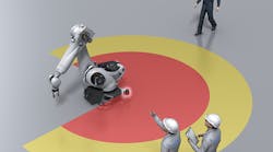 The SRAP safety system provides machine operators with unrestricted, yet safe, access to a robot&rsquo;s working area by adapting the operating conditions to the position of the person.