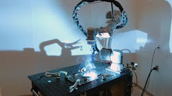 Using a Universal Robots’ UR10e collaborative robot, the Cobot Welding Tool is a portable, safe, versatile, and easy-to-set-up and -use MIG welding package. Using a Universal Robots’ UR10e collaborative robot, the Cobot Welding Tool is a portable, safe, versatile, and easy-to-set-up and -use MIG welding package.