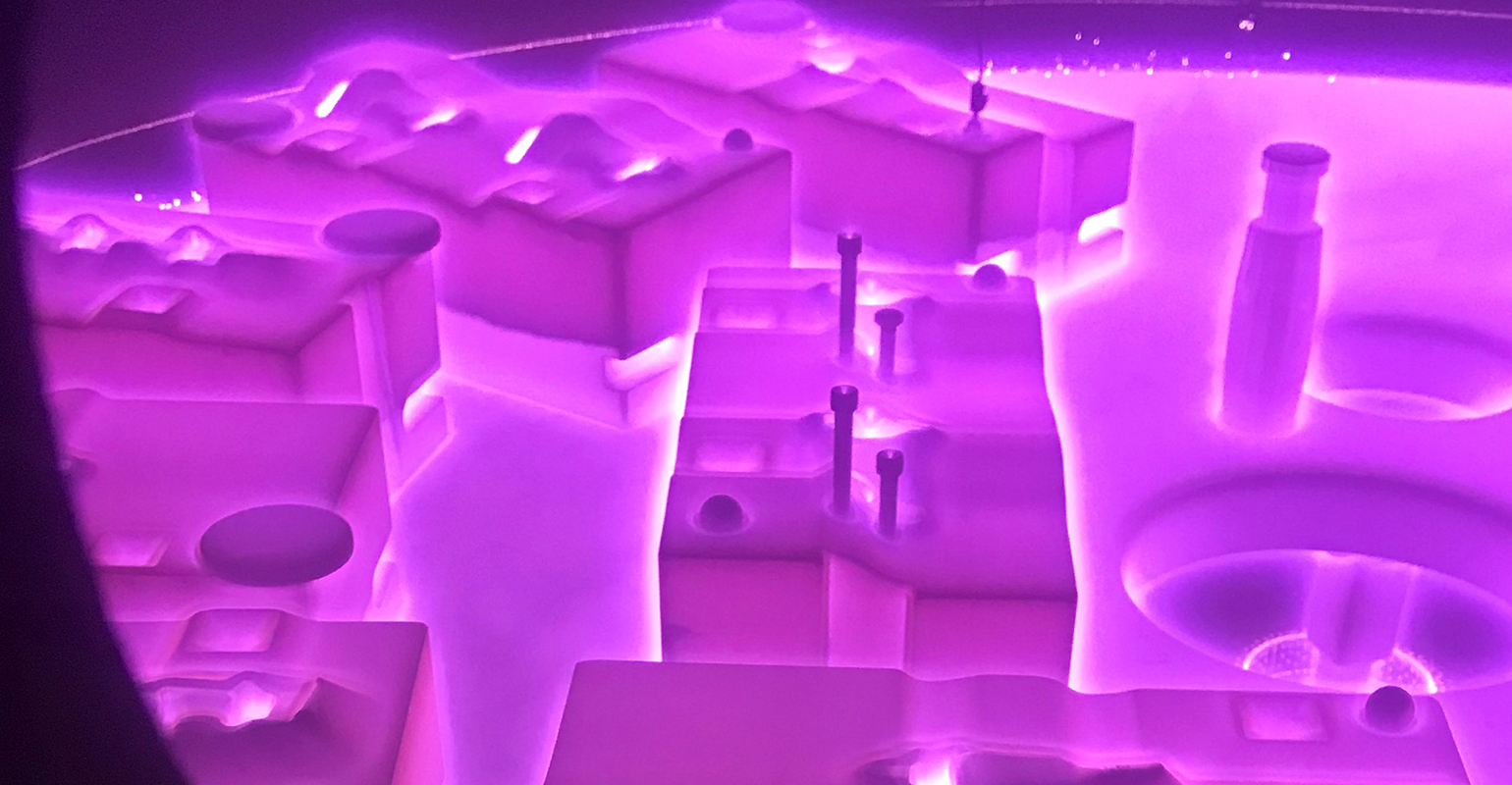 A stamping die during plasma-nitriding treatment.