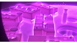 A stamping die during plasma-nitriding treatment. A stamping die during plasma-nitriding treatment.