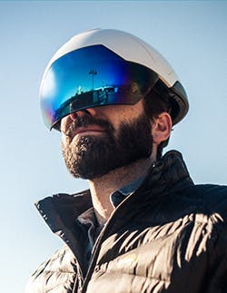 DAQRI's smart helmet combined with APX Labs' Skylight makes anyone feel like a superhero. DAQRI's smart helmet combined with APX Labs' Skylight makes anyone feel like a superhero.