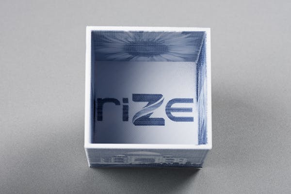 Rize One 3D prints of high-definition text and images anywhere, anytime. Full color should be available in a future hardware and software patch.