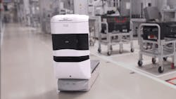 Figure 1: Aethon’s latest TUG is festooned with sensors and can fit under carts to tow them to desired locations. Figure 1: Aethon’s latest TUG is festooned with sensors and can fit under carts to tow them to desired locations.