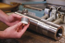 3D printing can also make low-cost go/no-go quality-control gauges such as this one, which is used to check the inner diameter of machined tube fittings. 3D printing can also make low-cost go/no-go quality-control gauges such as this one, which is used to check the inner diameter of machined tube fittings.