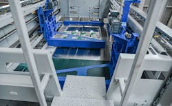 The BEUMER paletpac layer palletizer can stack the bags in an 8 or 10-bag pattern onto pallets of 1,220 x 1,020 x 245 millimeters in size. The BEUMER paletpac layer palletizer can stack the bags in an 8 or 10-bag pattern onto pallets of 1,220 x 1,020 x 245 millimeters in size.