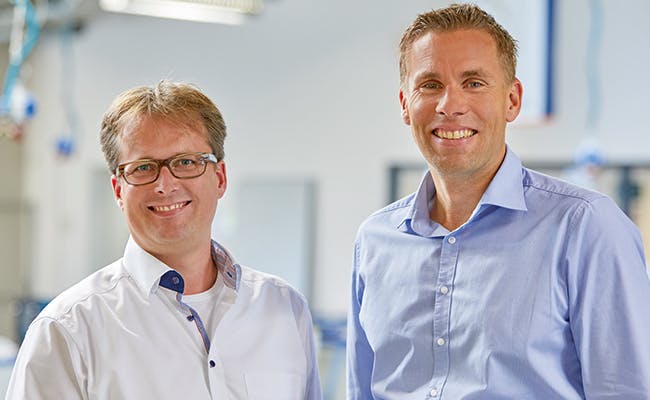 Programmer Christian N&ouml;lker (left) and Executive Vice President Ingo Hermes are convinced of the advantages of the mGuard cloud.