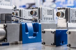 Modern directional control valves offer integrated electronics or separate amplifiers for easy integration into a Smart Fluid Power concept. (Shown here: Rexroth Directional Control Valves 4WRLE, 4WRPEH, and 4WRPE.)