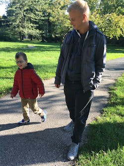 Matej and Nik Vlašič now able to enjoy father-son walks. Matej and Nik Vlašič now able to enjoy father-son walks.