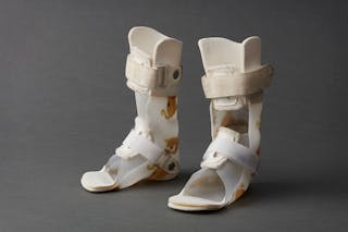 Traditional pair of pediatric ankle foot orthoses.