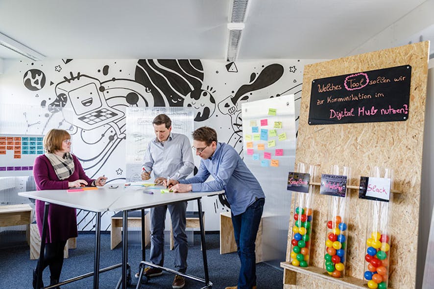 Providing the right environment: Here in Dortmund, BEUMER colleagues are working on a customer problem and developing so-called minimum viable products. These are prototypes that feature minimum equipment and check their market potential up to marketability.