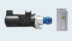 Bosch Rexroth’s Sytronix FcP drive systems include an induction-rated motor, a hydraulic pump, and an electronic variable-frequency drive as an assembly. Bosch Rexroth’s Sytronix FcP drive systems include an induction-rated motor, a hydraulic pump, and an electronic variable-frequency drive as an assembly.