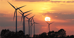 Wind turbines at sunset Wind turbines at sunset