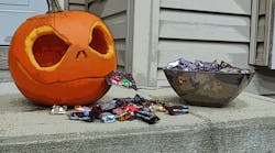 Halloween jack-o-lantern on porch