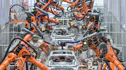 Kuka Systems robots assembling cars in Audi plant