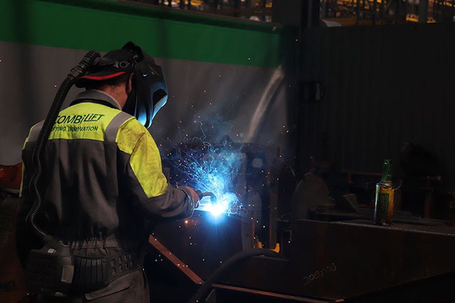 The Combilift chassis is composed of two thick pieces of steel welded together to act as the forklift counterweight.