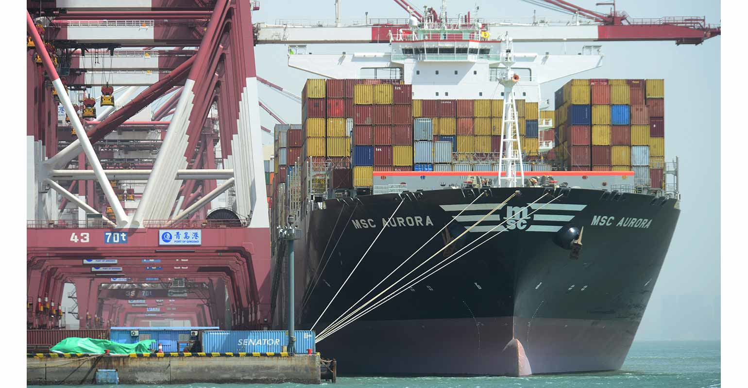 container ship at Qingdao China port